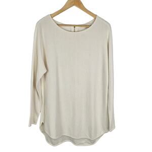 Michael Michael Kors Cotton Blend Pullover Zip Back Cream Knit Top L